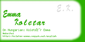 emma koletar business card